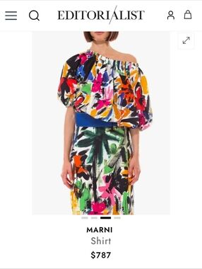 Marni Multicolor Brushstroke Off-Shoulder Top